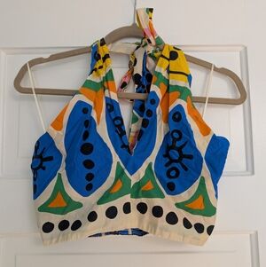 Joie Colorful Halter Neck Crop Top Festival Wear Size S